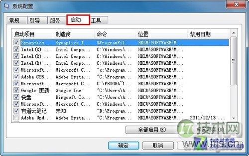 Msconfig关闭Windows 7开机启动项的方法