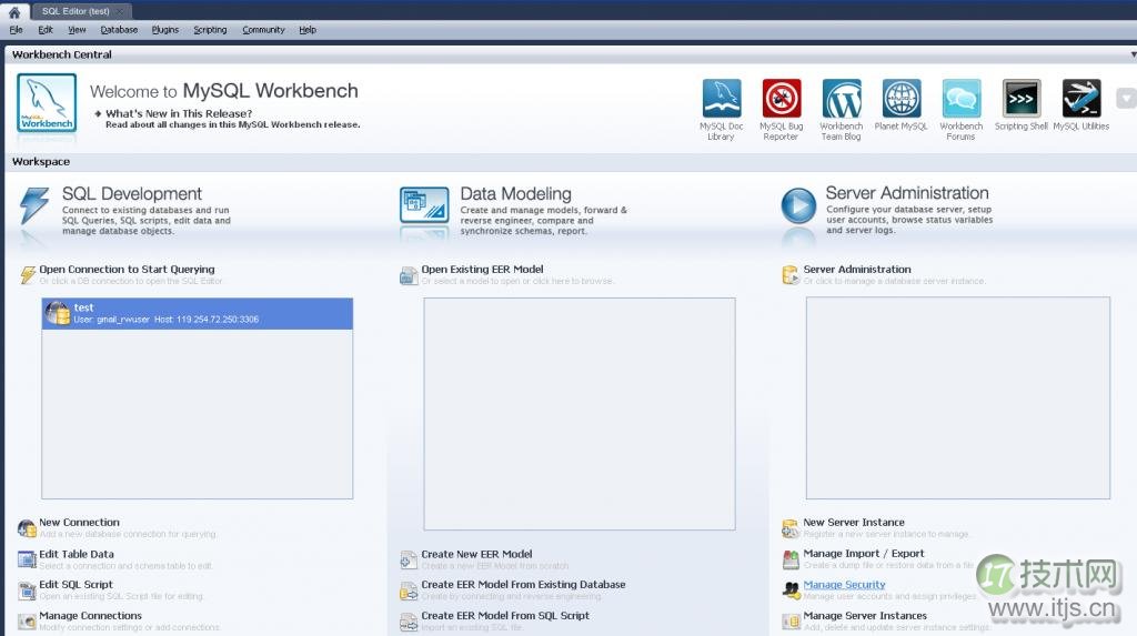 MySQL Workbench图形界面介绍(图1) www.itjs.cn