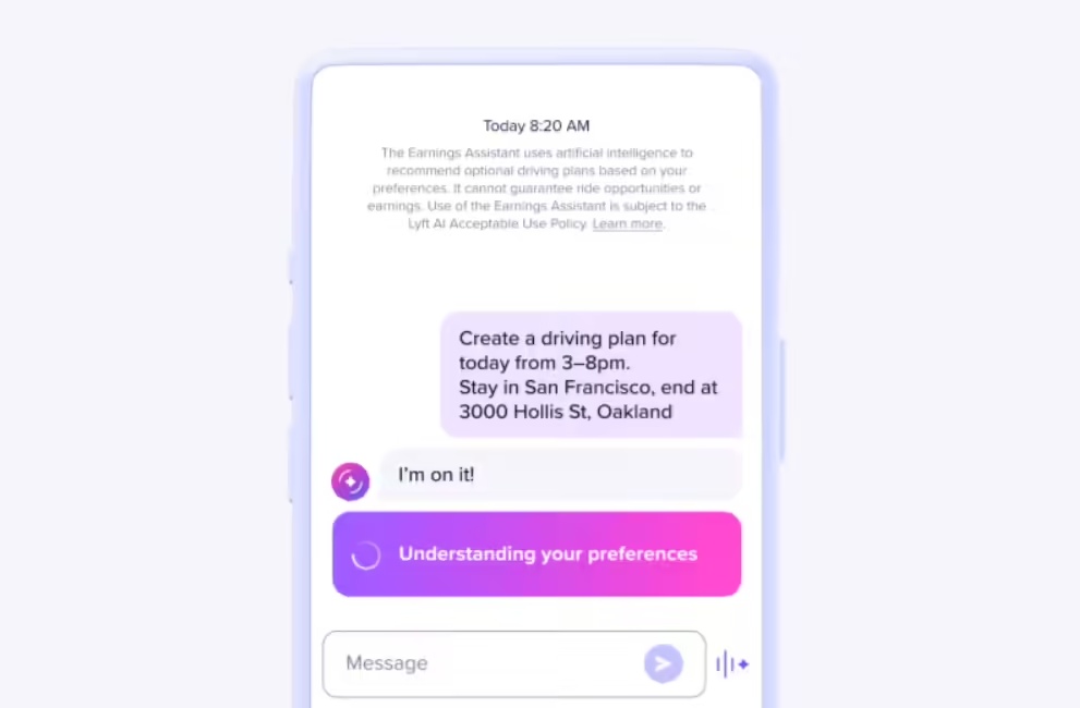5db1f0b6j00svihsb003nd000rj00i2p 北美网约车巨头 Lyft 推出“AI 收益助手”:可帮司机“赚更多钱”