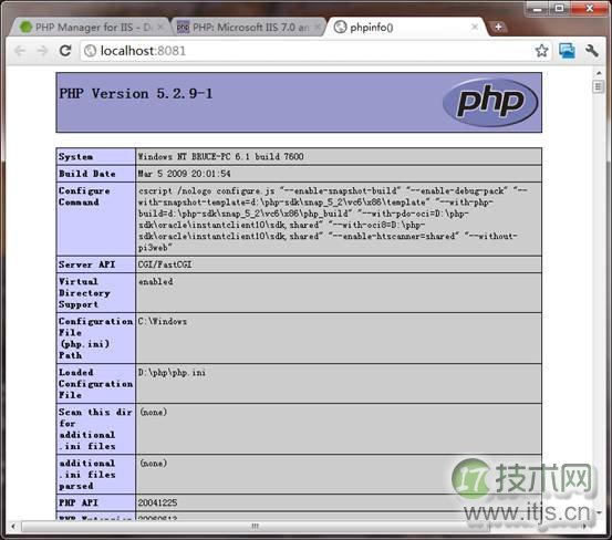 windows 7 IIS7应用PHP Manager使用FastCGI通道快速部署PHP支持(图8) windows 7 IIS7应用PHP Manager使用FastCGI通道快速部署PHP支持(图8)