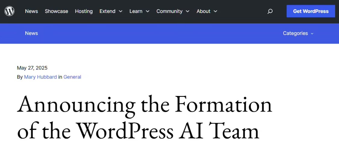 7a6e555fj00swyybl003ud000v900fcp WordPress 成立 AI 团队:从“提供插件”上升到“平台战略”