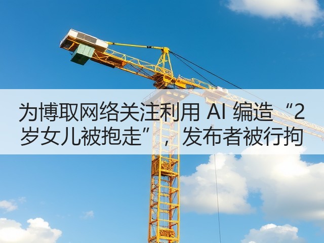 为博取网络关注利用 AI 编造“2 岁女儿被抱走”,发布者被行拘(图2) 为博取网络关注利用 AI 编造“2 岁女儿被抱走”,发布者被行拘(图2)