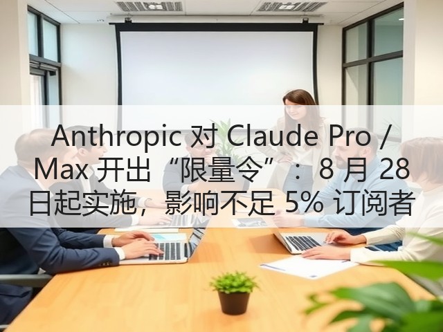 Anthropic 对 Claude Pro / Max 开出“限量令”：8 月 28 日起实施，影响不足 5% 订阅者(图2)